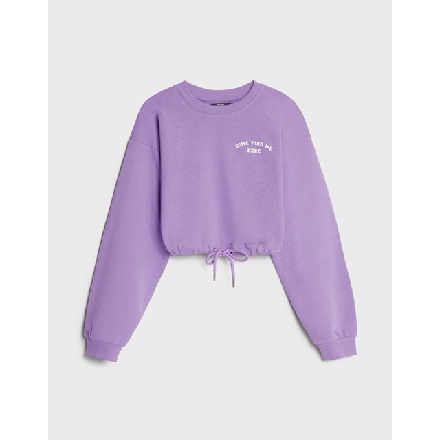 Sweater Crewneck Wanita COME FIND ME Oversize Atasan Serut Kekinian Desain Terbaru Kasual OOTD Ala Korean
