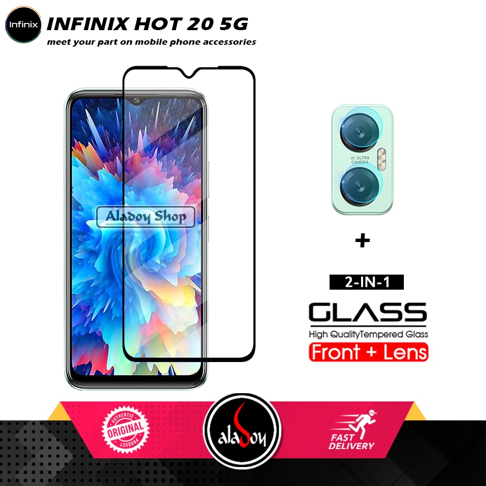 PAKET Tempered Glass Layar Infinix Hot 20 5G Free Tempered Glass Camera