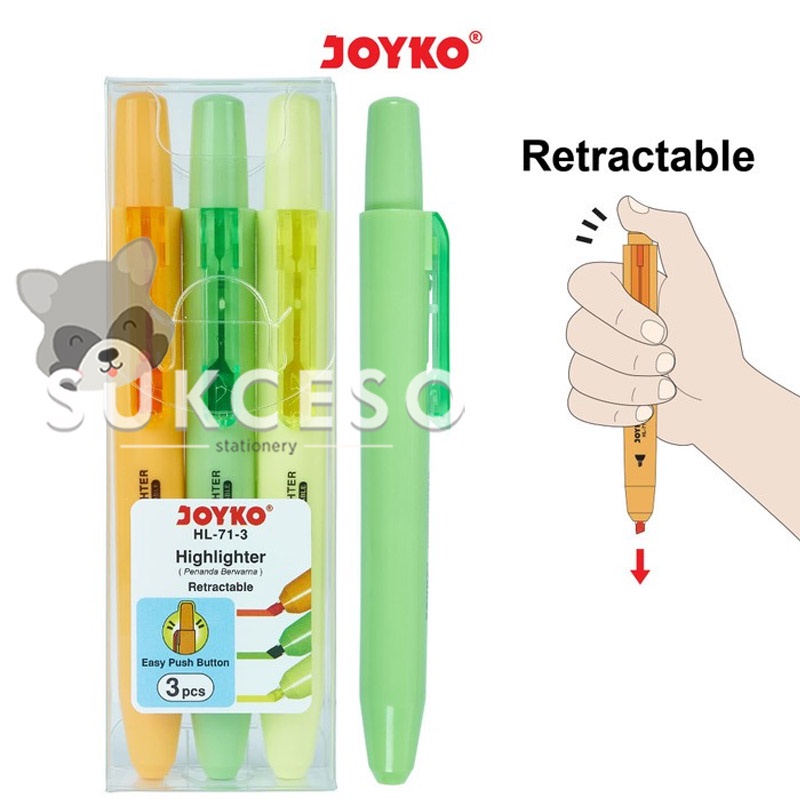 

Joyko Highlighter HL-71-3 Color / Penanda 1 SET 3 Pcs Warna Lucu Unik