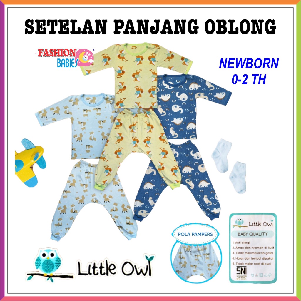 LITTLE OWL - BABY SET | SETELAN BAYI OBLONG PANJANG MIRIP VELVET ❤ Fashionbabies ❤