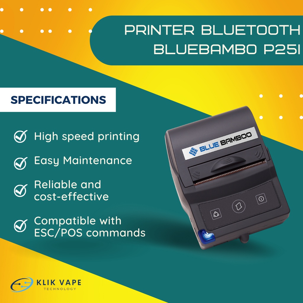 Printer Bluetooth cetak nota label Bluebambo P25i