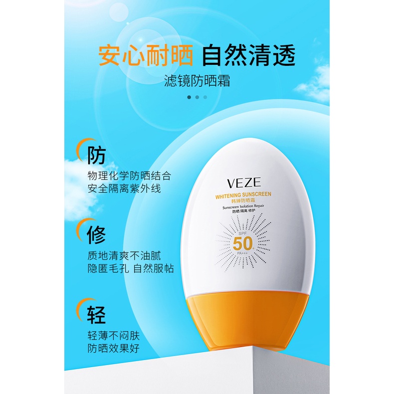 Veze Tabir Surya UV SPF50 PA +++ Intensif 45ml Pelembab Pemutih dan Penghilang Titik