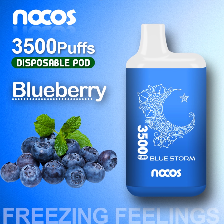 3500Puffs NOCOS vapoor sekali pakai (disposable) Blueberry Ice pods 650mAh 10ml [COD]