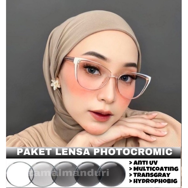 frame kacamata wanita  lensa photocromic 7006