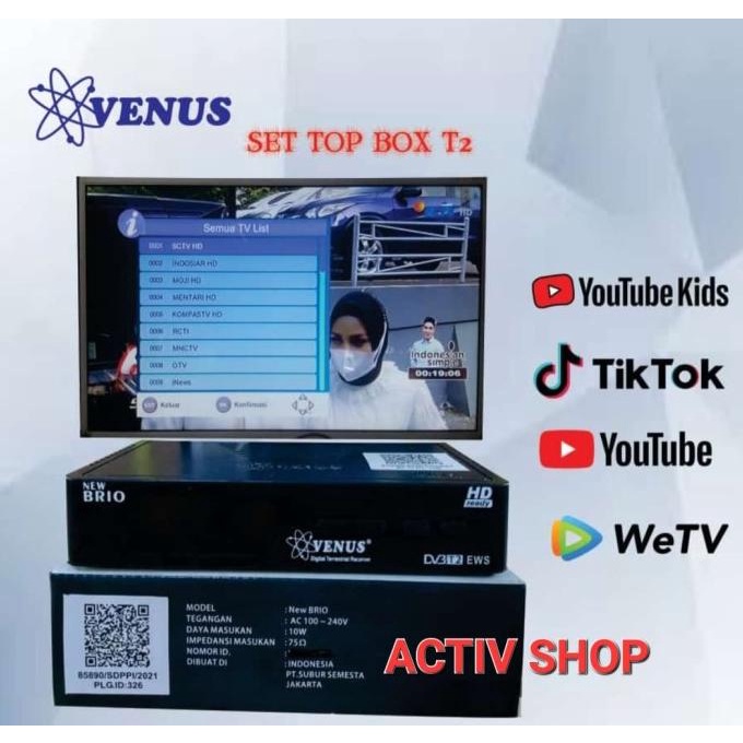 Set Top Box Tv Digital Dvbt2 Venus Cabe Rawit