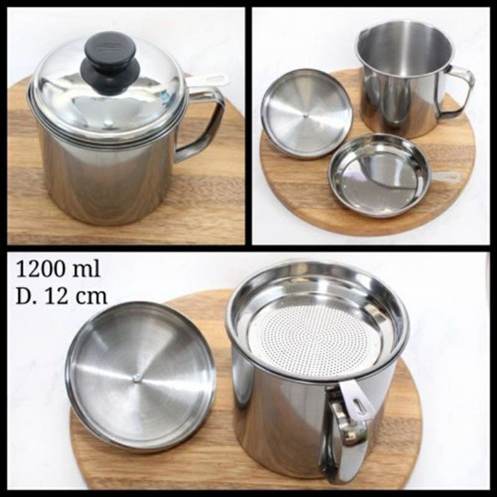 Pot Saringan Minyak Goreng 1.2 Liter 1200 ml Bahan Stainless