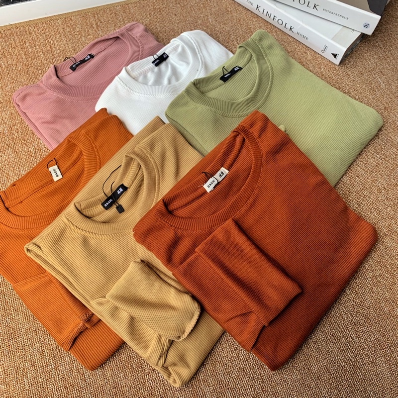 Kaos Rib Premium / Kaos Lengan Panjang / Kaos Polos Wanita / Kaos Cewek / Kaos Cowok / Kaos Couple /
