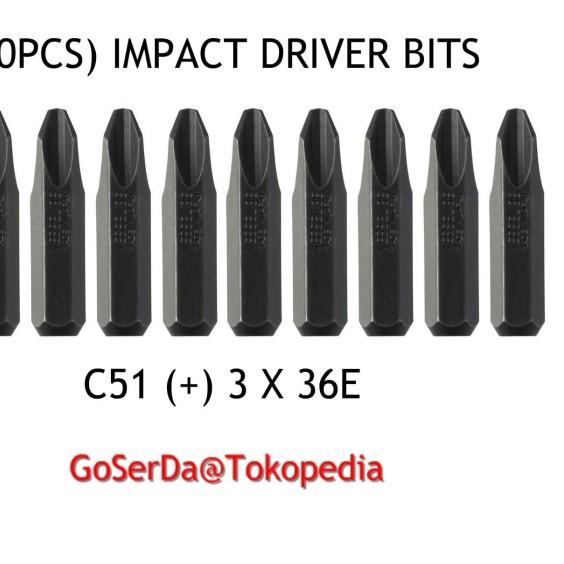 MATA OBENG KETOK VESSEL C51 (+) 3 × 36E | IMPACT DRIVER BITS 8MM HEX