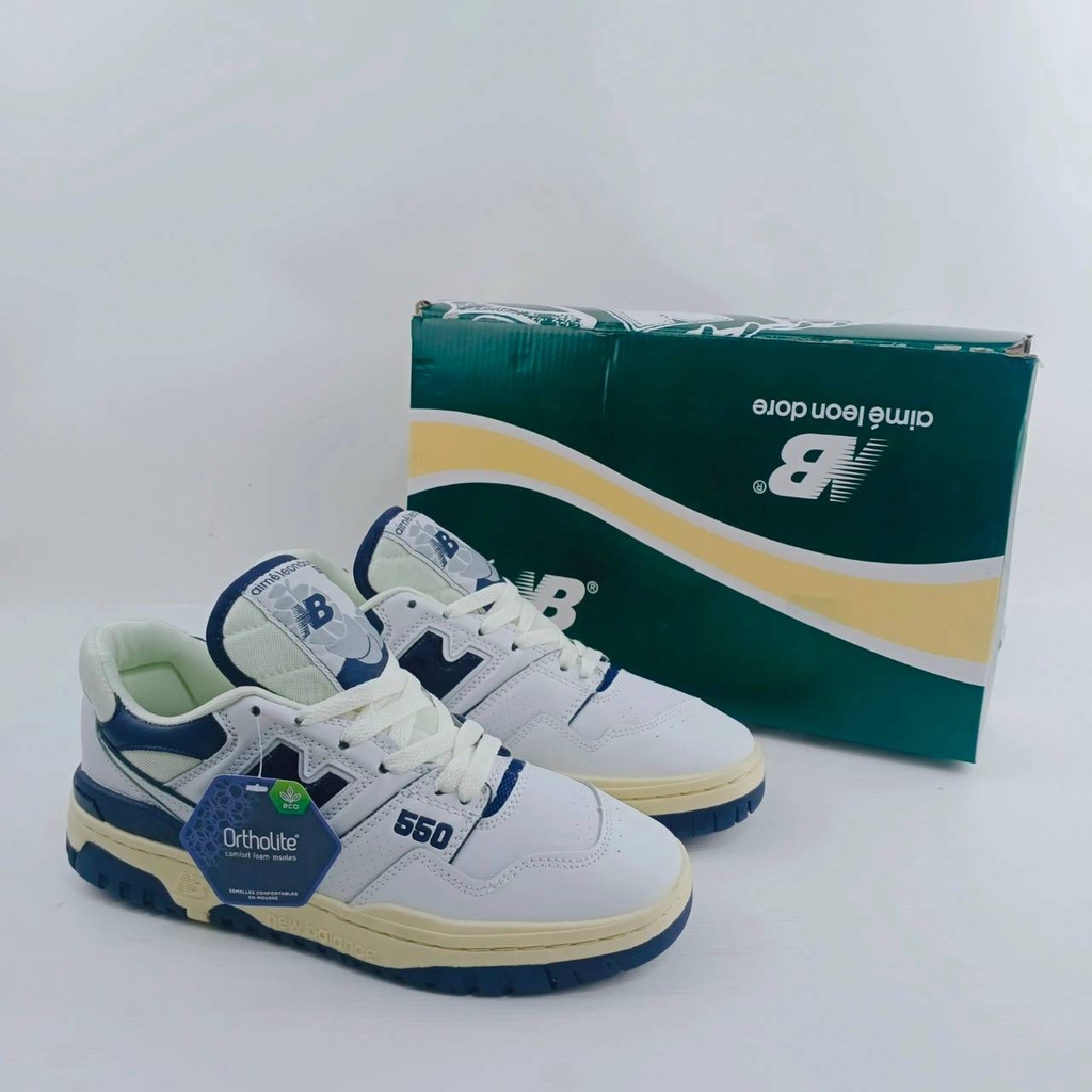 Sepatu NB 550 White Navy ORIGINAL BNIB