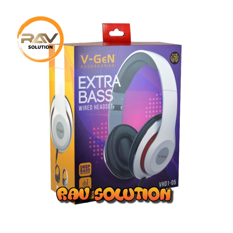 Headset V-GeN VHD1-05 Wired Headphone Foldable Frame Extra Bass