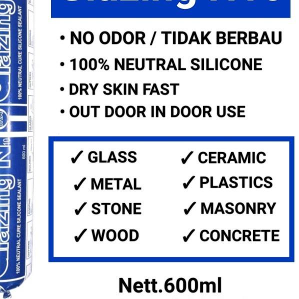 

SILICONE SEALANT SOSIS GLAZING N10 IKA - 600ml NEUTRAL 100% - Putih
