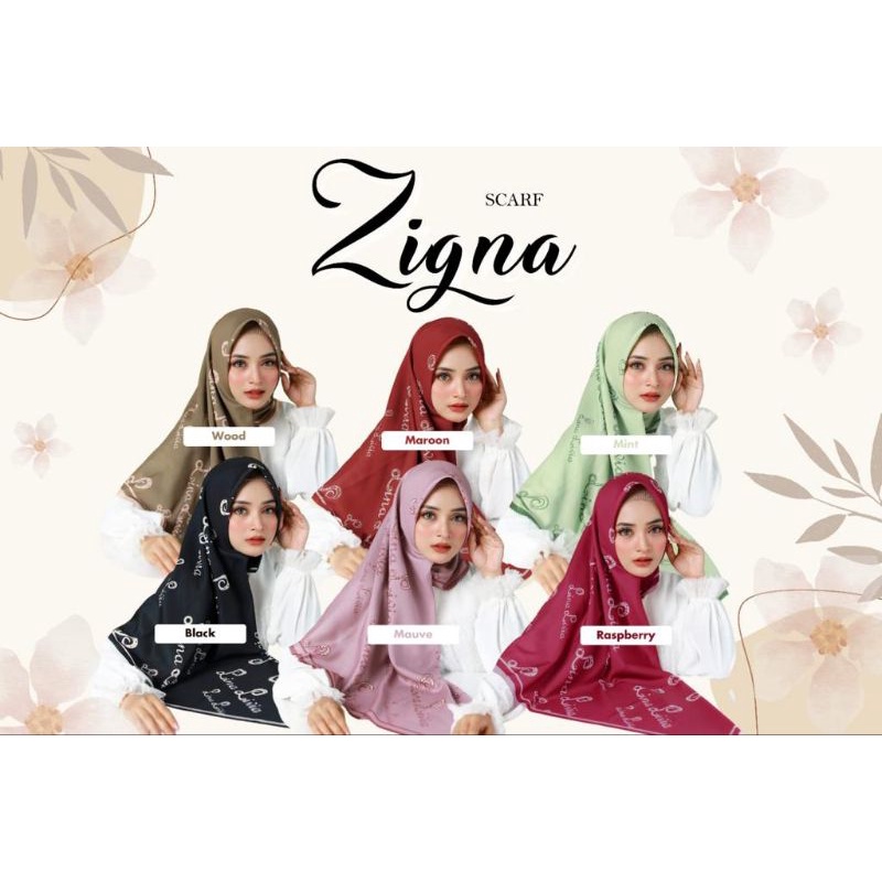 Linalivia Hijab ||Zigna scarf || segi empat || Segi empat printing || Bisa COD