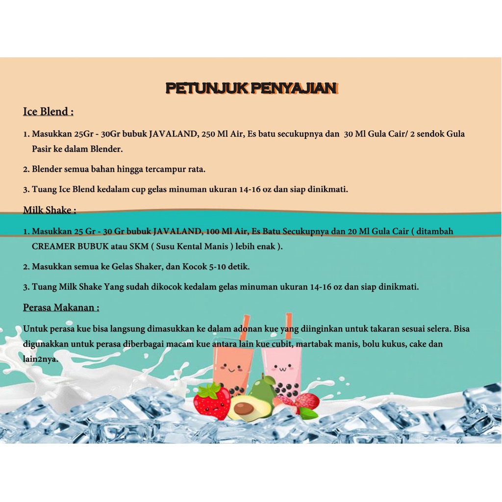 500 gr JAVALAND Bubuk Minuman Kekinian Capcin / Thai tea / Milkshake enak murah