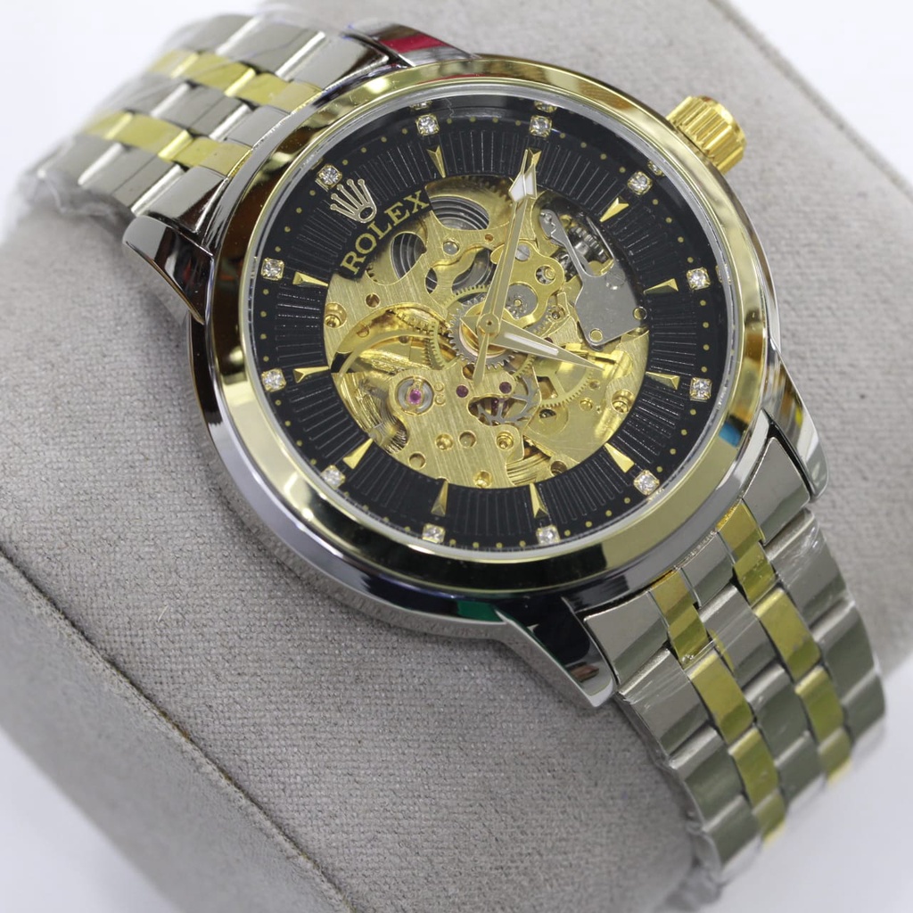 JAM TANGAN PRIA AUTOMATIC ROLEX SKELETON PREMIUM/JAM TANGAN PRIA STAINLESS STEEL/