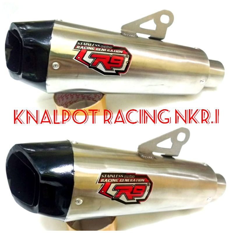 silincer Knalpot r9 alpha inlet 50mm suara full bas bahan stainless