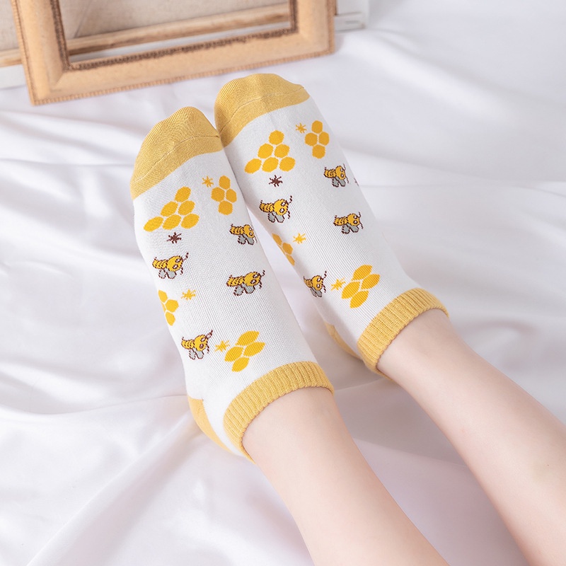 JOS1484 Kaos Kaki Lebah Pendek Semata Kaki / Kaos Kaki Honey Bee Short Ankle Socks