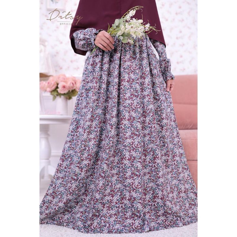 AERIS BURGUNDY DITSY//JASTIP DITSY MURAH//GAMIS DITSY//DITSY PRELOVED
