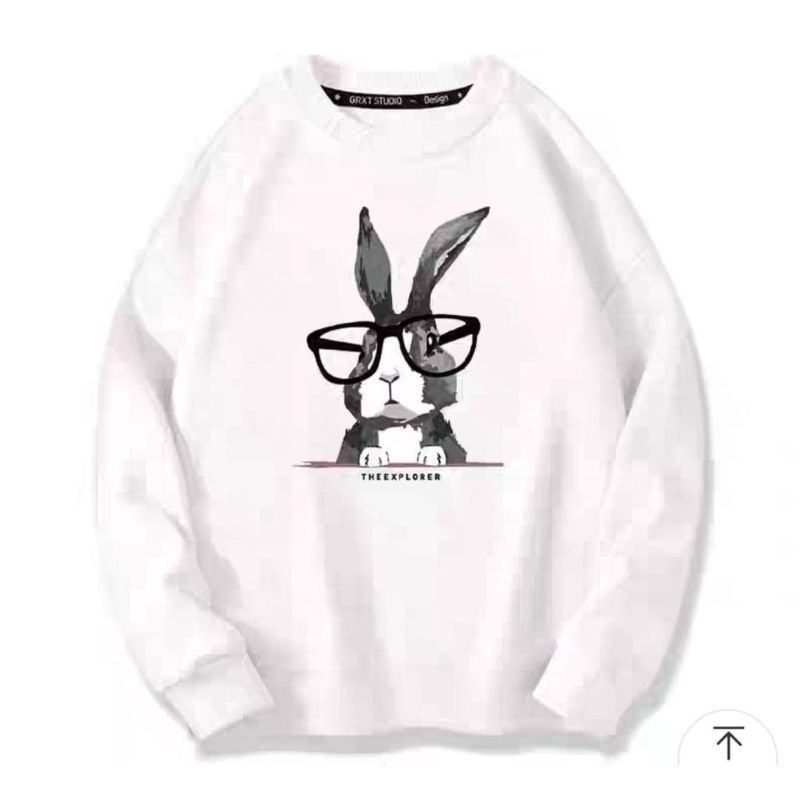 Sweater Crewneck RABBIT THE EXPLORER terbaru/ sweater basic unisex kekinian /Crewneck pria wanita kualitas distro