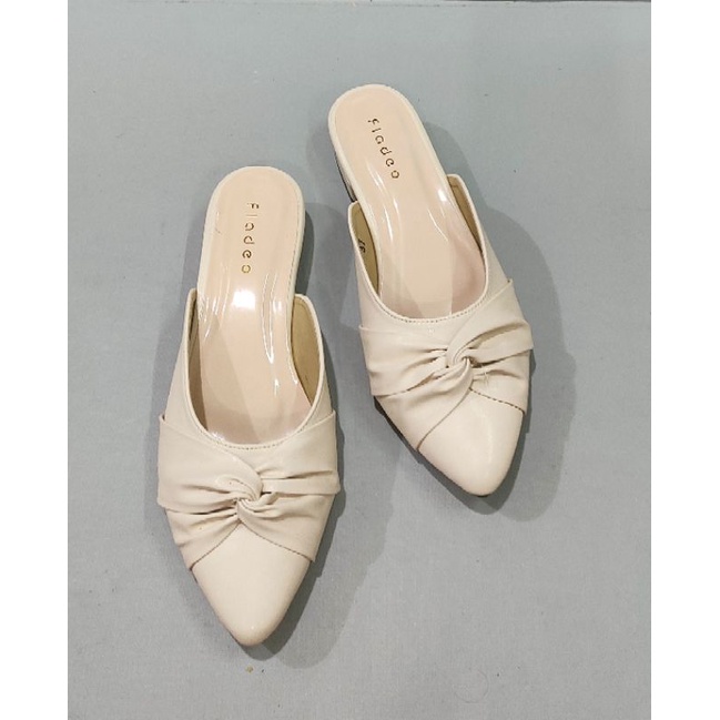 Sandal Wanita Mules Heels 3 cm Fladeo / L&amp;B (kepang pita)