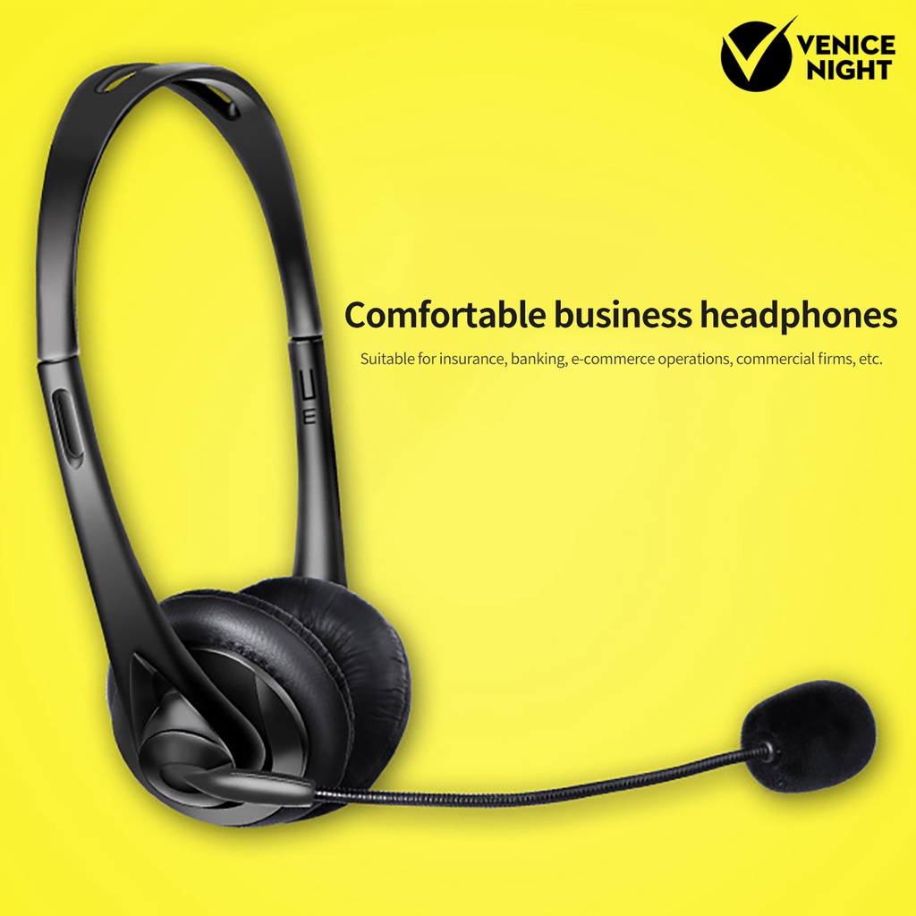 (VNEP) (Berkabel) Business Headset HD-kompatibel dengan Sound Effect Noise Cancelling Headphone Call Center 3.5mm Bernapas dengan Mikrofon untuk Kantor Pengemudi Truk