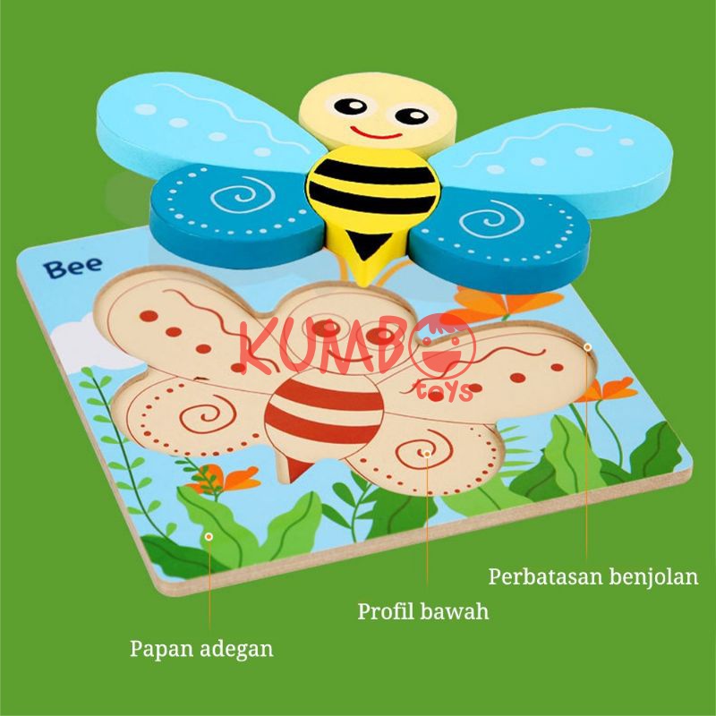 Mainan Edukasi Puzzle Bayi Anak 3D Wooden Puzzle