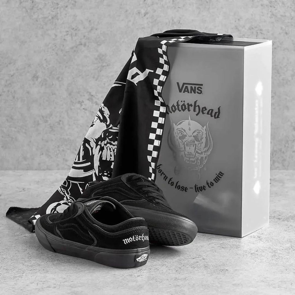 VANS SLIP-ON &amp; ROWLEY SKATE x MOTORHEAD BLACK OUT  ORIGINAL 100%