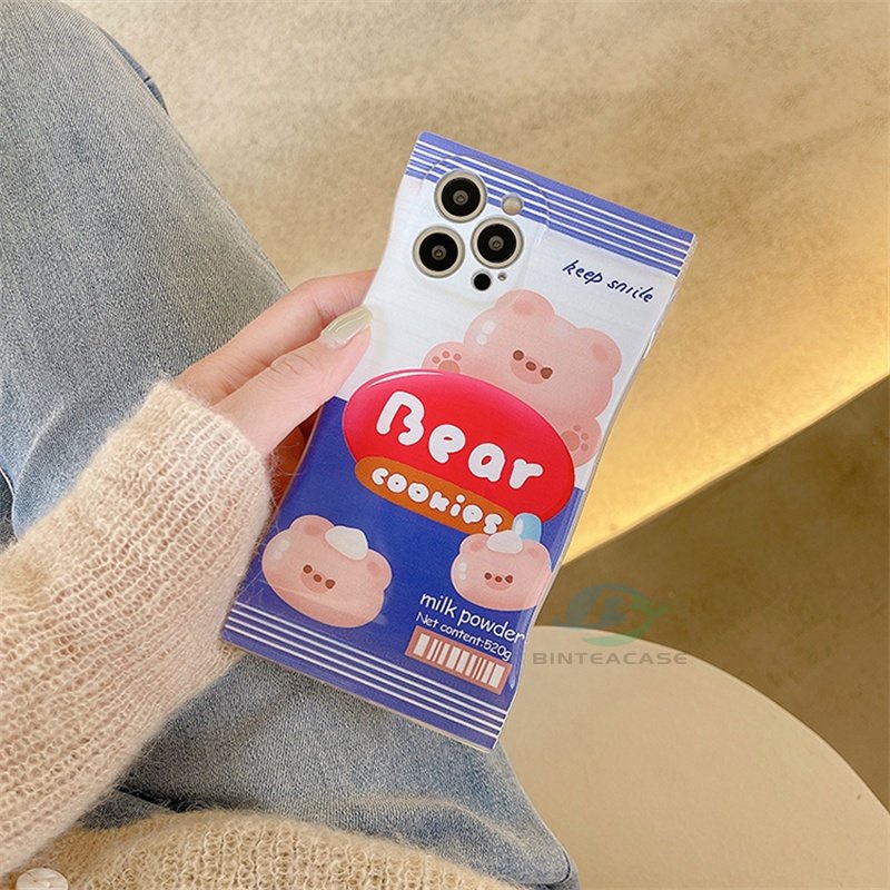 Realme 10 C30 C31 C35 C21Y C25Y RealmeC11 C25 C17 C15 C12 C3 C2 Realme 8i 7i 5 5i 6i 7 Pro Beruang Lucu Cookies Gummy Kemasan Tas Soft TPU Phone Case Binteacase