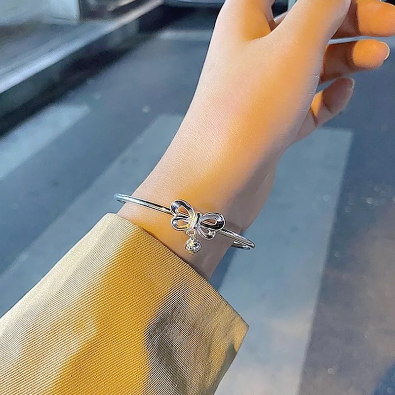 Gelang Model Terbuka Bahan Alloy Warna Silver Desain Pitabellonceng Gaya Pelajarputri Adjustable Untuk Wanita