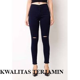 Celana Hw Jeans Wanita Ripped Kekinian Kualitas Premium