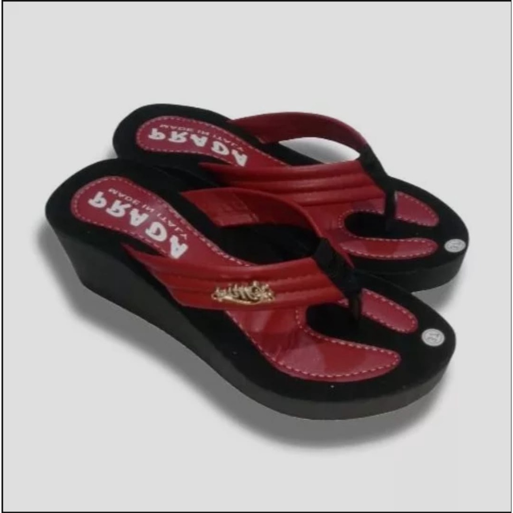 sandal prada wanita sandal wedges wanita terbaru