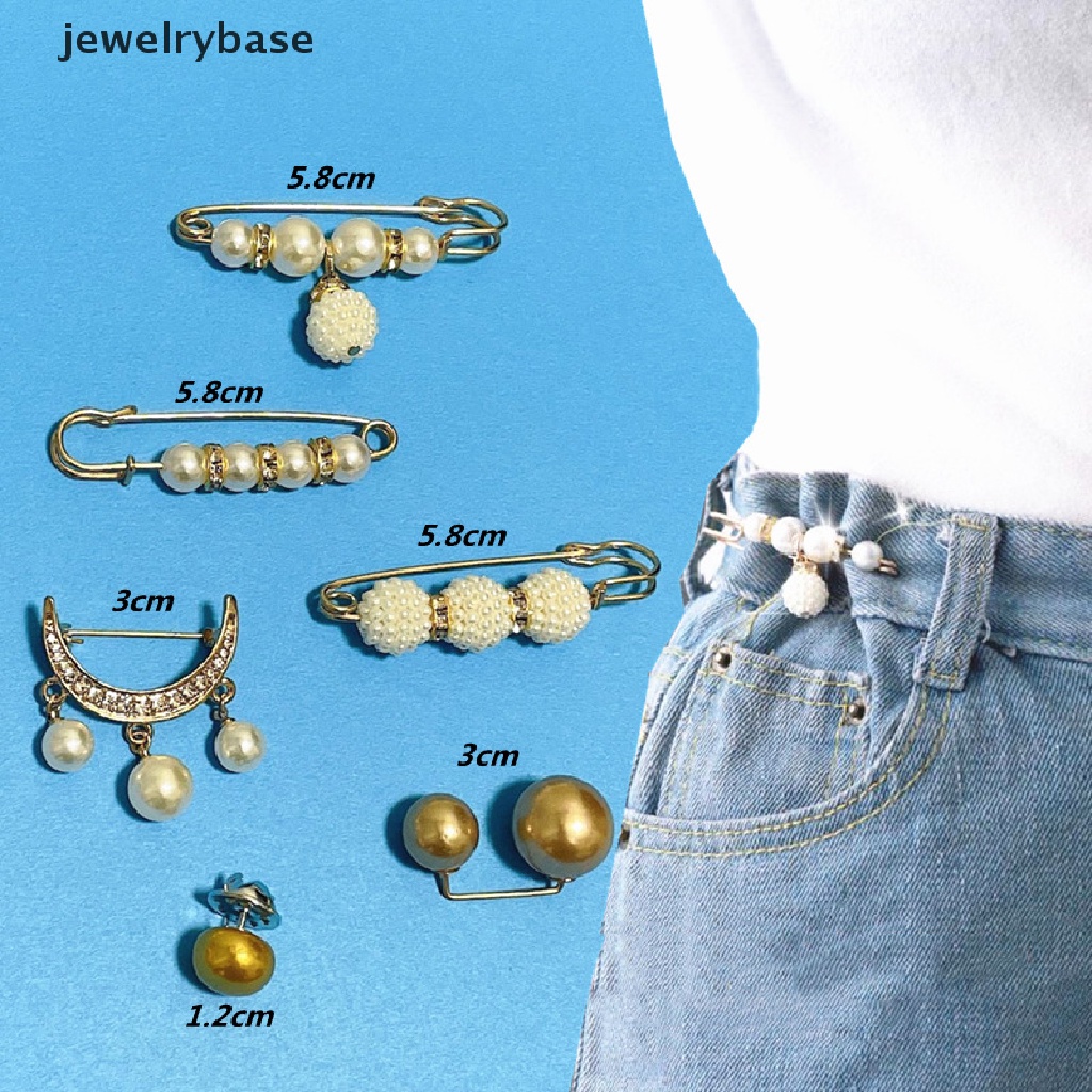 6 Pcs / set Bros Pin Mutiara Bawah Terbuka Untuk Mengencangkan Pinggang