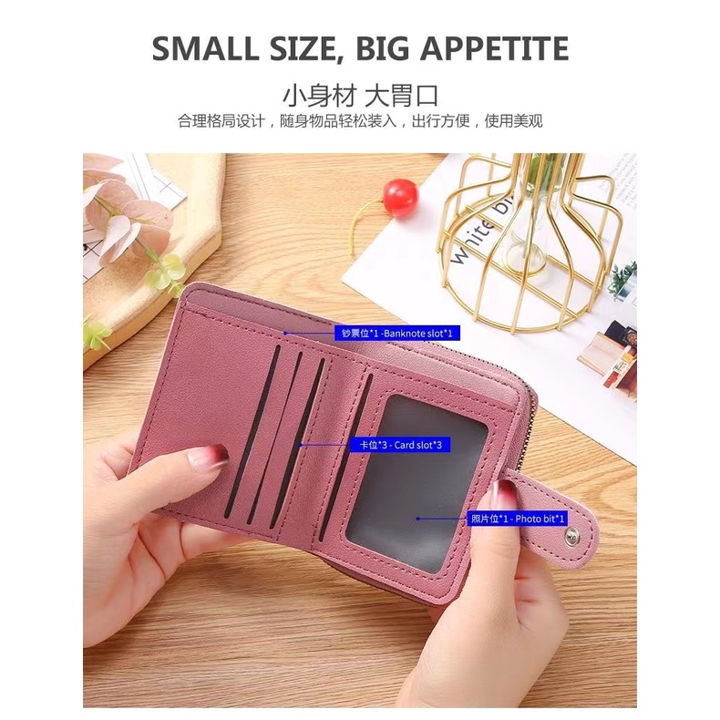 ASIN829 Dompet Wanita Korea Baru Ritsleting Pendek Dompet Koin Lucu 916 Dompet Koin Fashion Dompet Mode Multifungsi Dompet Lipat Pendek