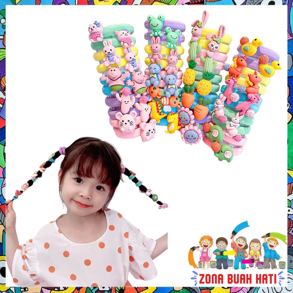 ZBH Ikat Rambut Anak Perempuan Lucu 10 in 1 Kunciran Rambut Fashion Karakter Bunga Hewan Gaya Korea Kids Aksesoris Rambut 10in1 Import Murah