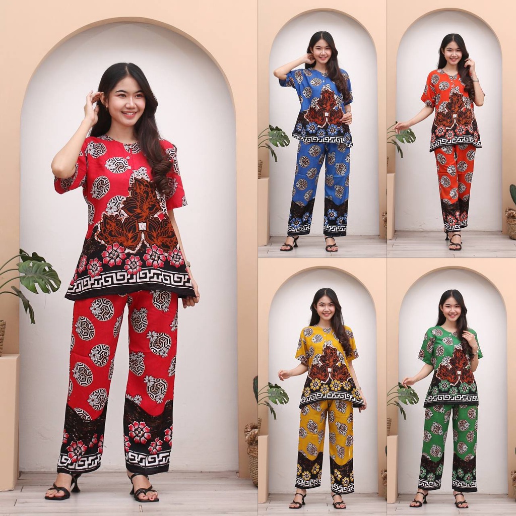 Setelan cp elmo baju tidur batik motif grosir murah piyama fashion wanita pakaian modern tanah abang