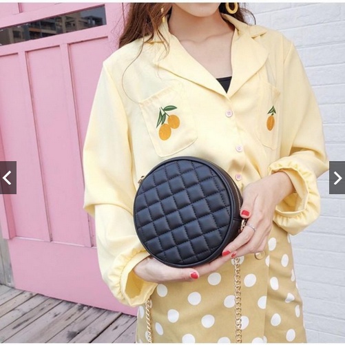 Tas Wanita Selempang Bentuk Bulat Kekinian Fashion Korea Slingbag Mini Kulit Tas Mini Remaja