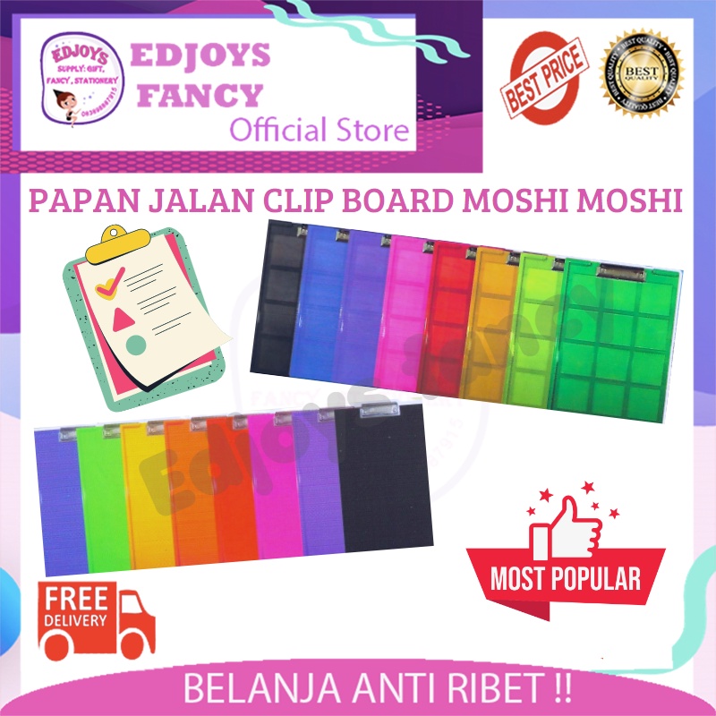

Moshi moshi Clipboard Papan jalan alas ujian murah aesthetic plastik transparan doft kayu beraneka warna 6688 ukuran F4 folio 530 531