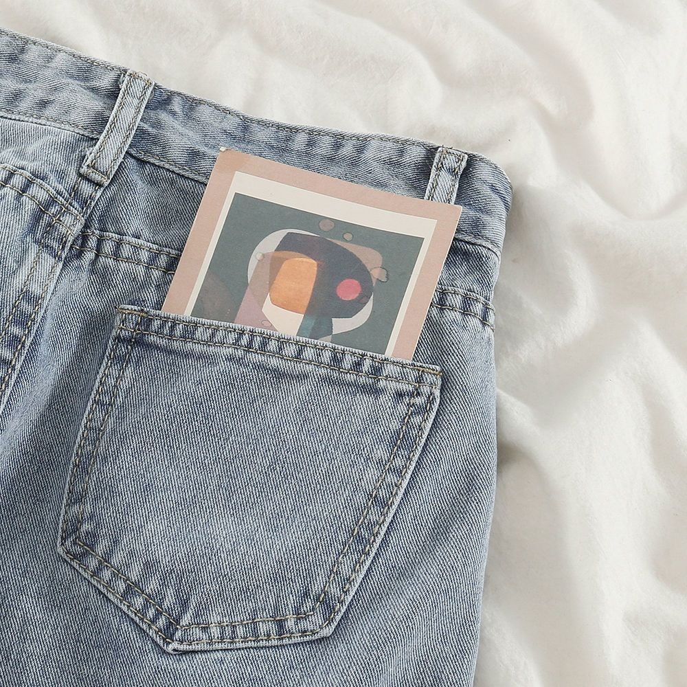 celana jeans high waist wanita 3/4 pants celana pendek cewek ripped jeans jumbo korean style ootd kekinian