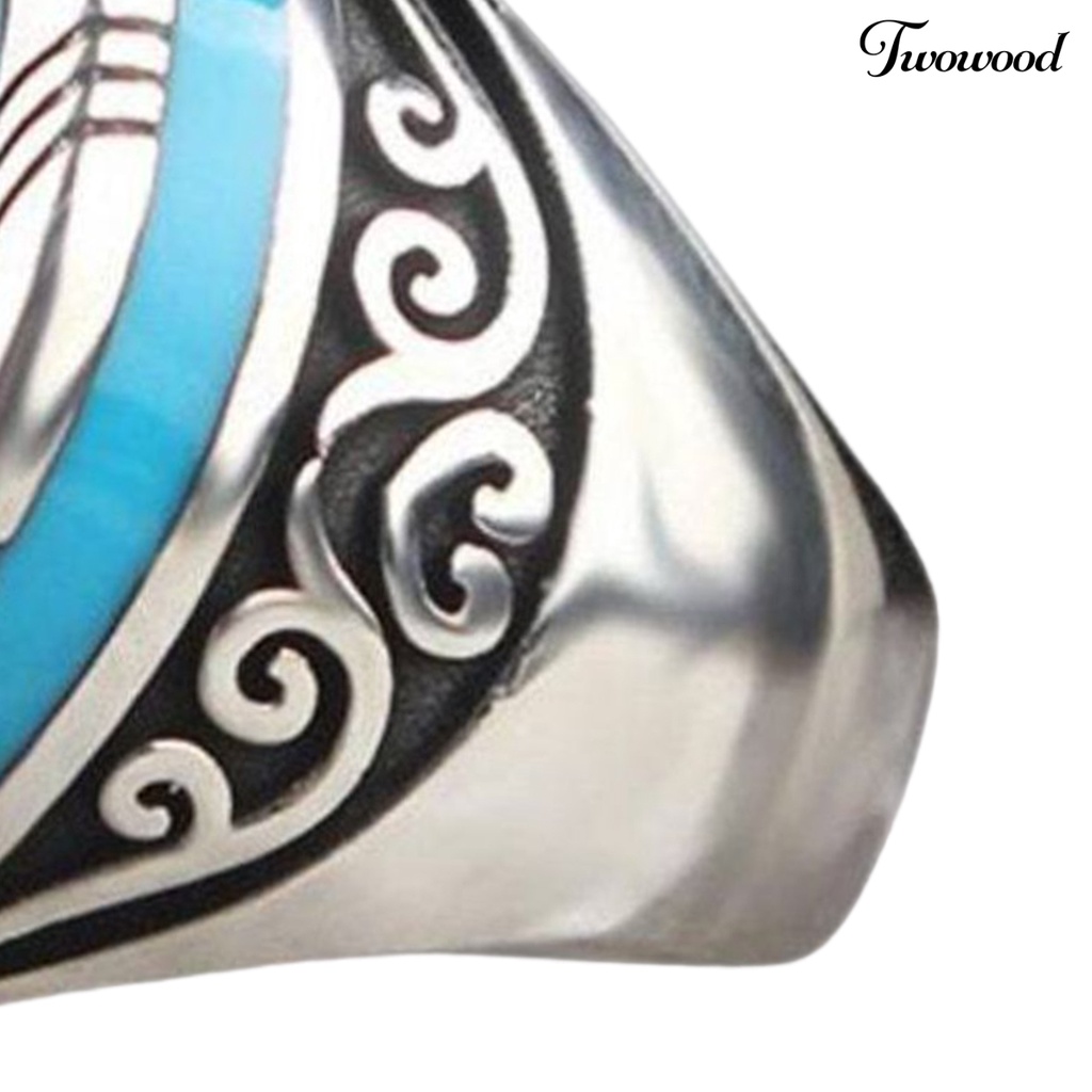 Cincin Model Lebar Motif Ukir Gaya Punk Retro Untuk Pria