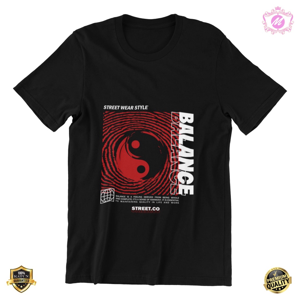 KAOS STREETWEAR PRIA WANITA YIN&YANG BALANCE T SHIRT URBAN WEAR