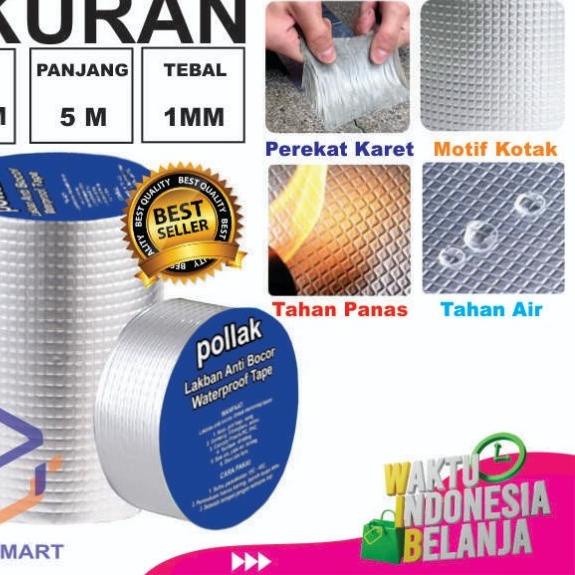 

Lakban Tambal Atap Bocor Aluminium Foil Butyl Rubber Tape 20CM X 5M