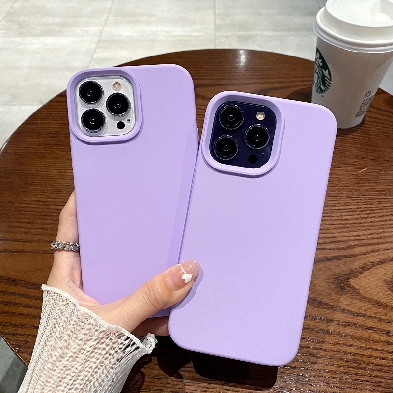 Soft Case Silikon Warna Ungu Muda Dengan Logo Untuk Iphone 13 12 11 Pro X Xs Max 6s 7 8 Plus