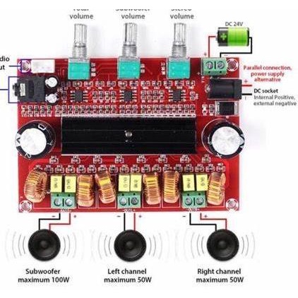 TPA3116D2 2.1 Amplifier Class D 2x50W Stereo + 100W Subwoofer TPA3116 - Versi 2