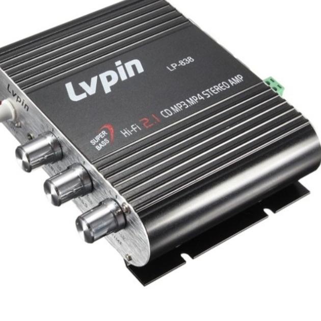 LVPIN MINI HIFI STEREO AMPLIFIER TREABLE BASS BOSTER 12V-LP838 - LVPIN L-838