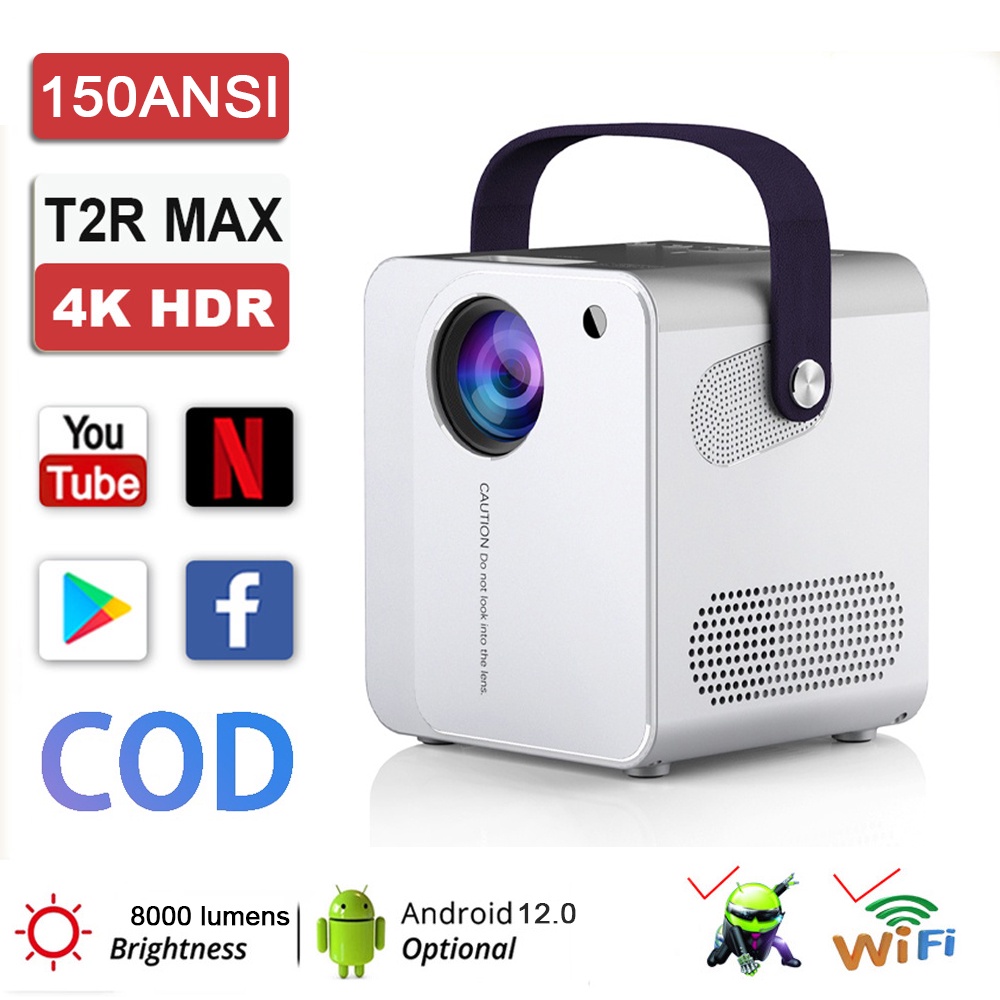 [ COD ] Proyektor HD Smart Projector 1080P &amp; 4K With WiFi &amp; Bluetooth 3.8 &quot;LCD 150 ANSI 8000 Lumens LCD Portable Projector Home