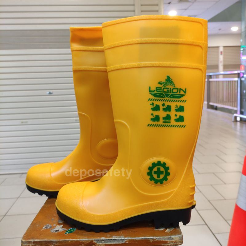 Sepatu Boot Karet Safety Ujung Besi LEGION Steel Toe Safety Shoes Rubber