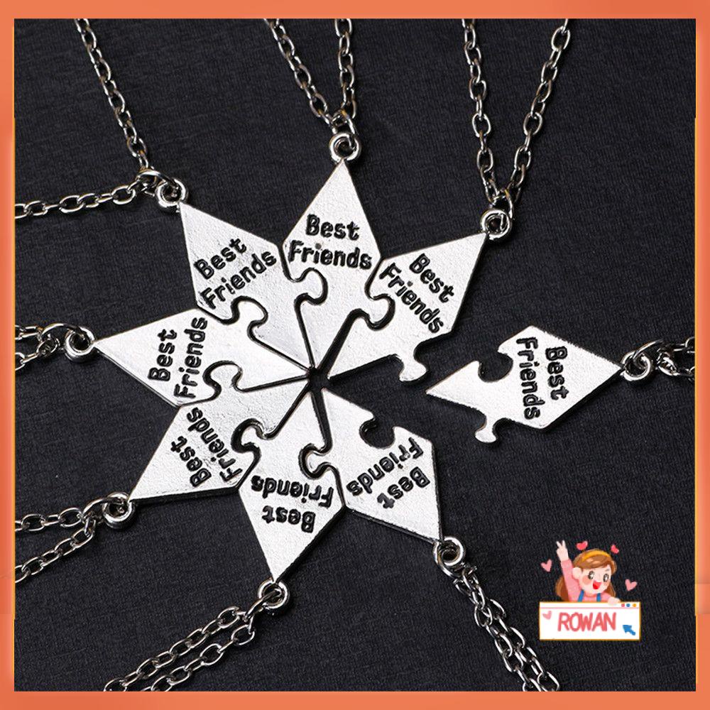 8pcs / Set Kalung Choker Desain Puzzle Bintang Bunga Untuk Teman