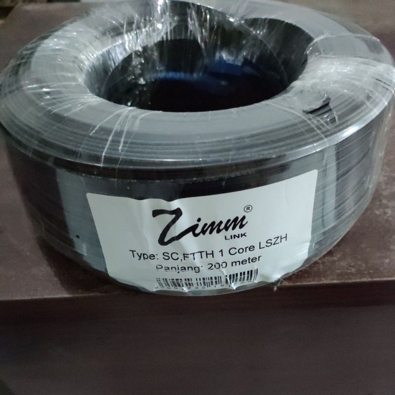ZIMMLink , Kabel FO Precon 200 meter Dropcore 1 Core 3seling kawat  Fiber Optik FTTH CATV