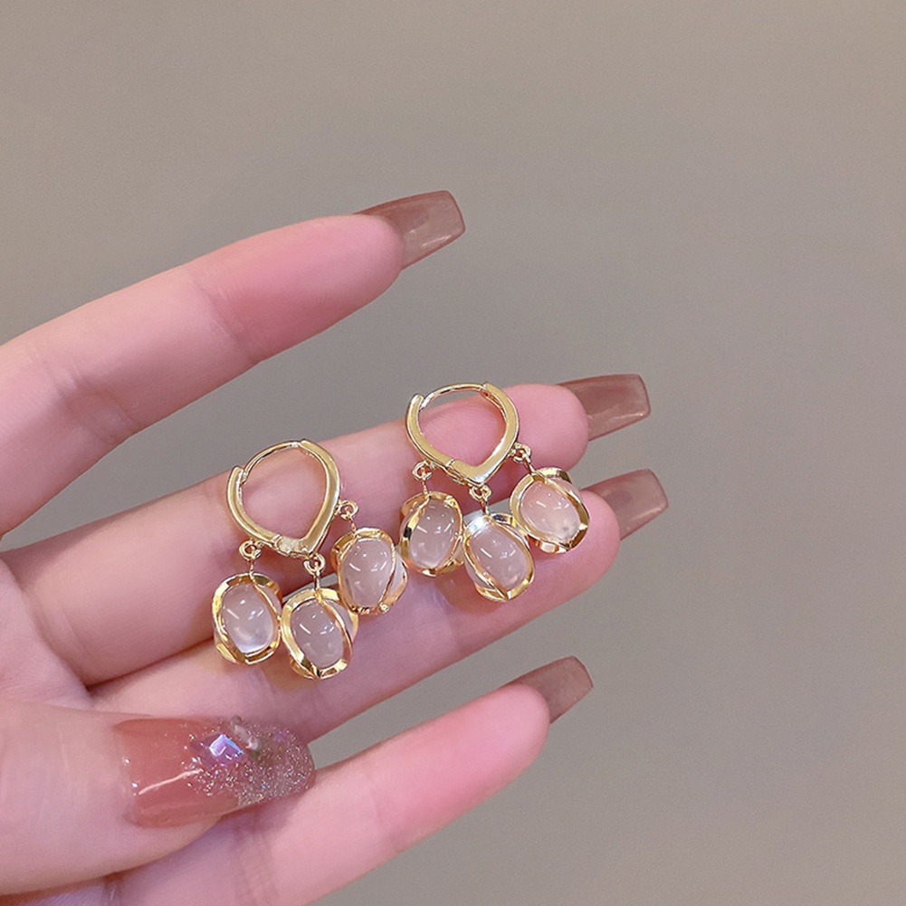 Anting Kait Bentuk Hati Opal Gaya Korea Untuk Wanita