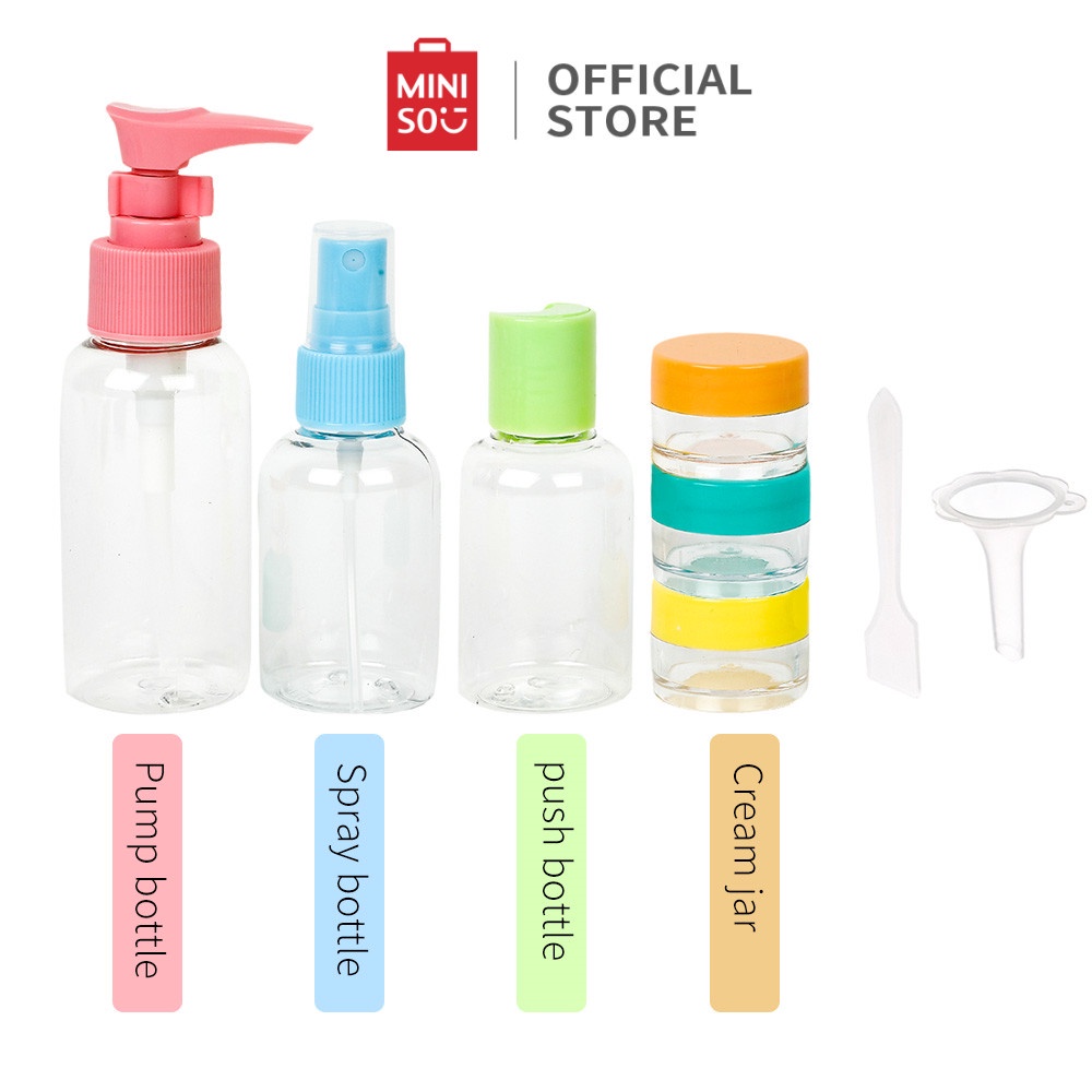 MINISO BOTOL FLIPTOP TRAVEL SIZE PLASTIK / refill botol kosong Travel estetik / sabun sampo 8 Pcs Se