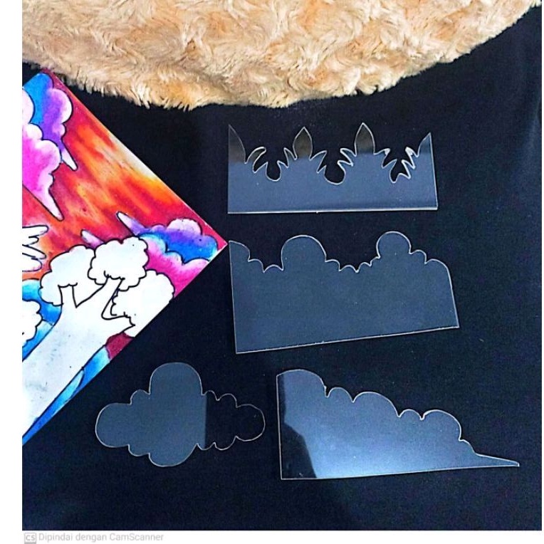 

penggaris pola awan dan rumput bagus murah hemat